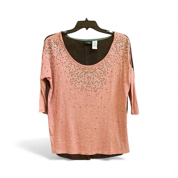 Daytrip, Salmon Studded Half-Sleeve Top, Size S - Picture 1 of 10